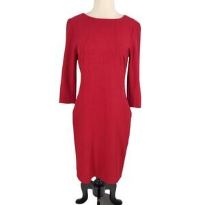 MM Lafleur Elegant Chic Red Sheath Dress with Pockets Size 6